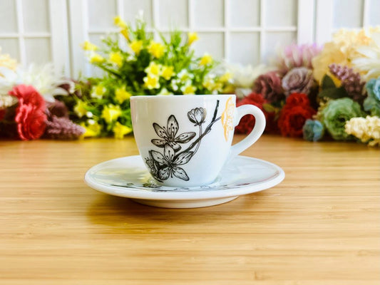 malý hrnek s podšálkem "Sakura" se zlatou 90 ml