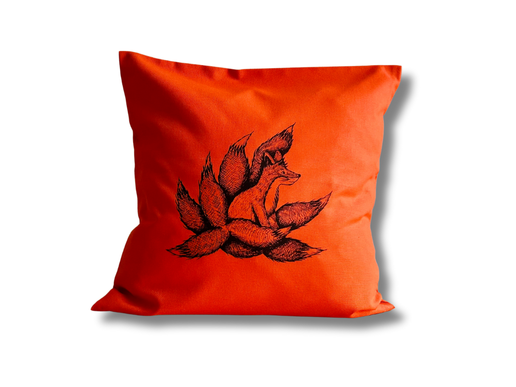 Pillowcase "Kyuubi no Kitsune" orange 40x40 cm