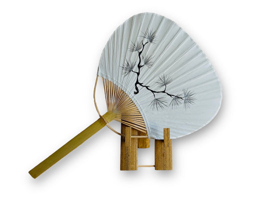 Round paper fan "Long-lived pine" hand painted