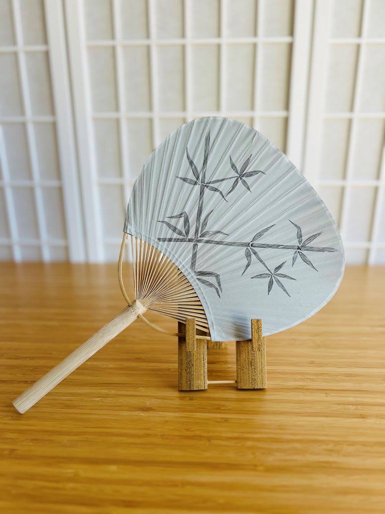 Round paper fan "Bamboo Grove" hand-painted