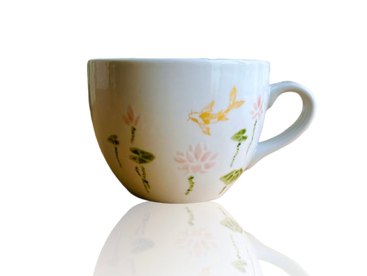 Wide mug "Lake Jewels or Koi Carp in a Lotus Pond" 480 ml