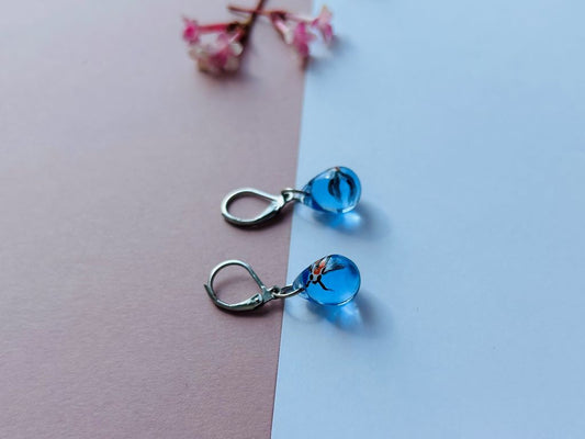 blue glass earrings "Lake Gems or Koi Carp"