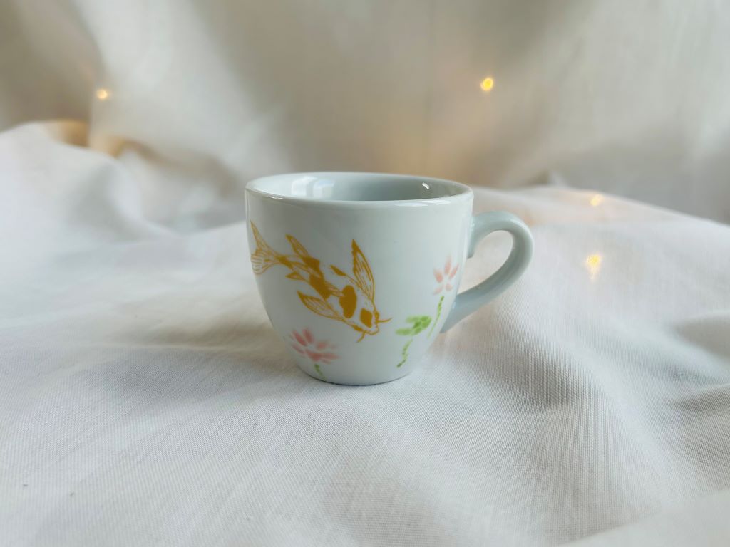 Espresso-Tasse "Seeschmuck oder Koi-Karpfen im Lotus-Teich" 90 ml