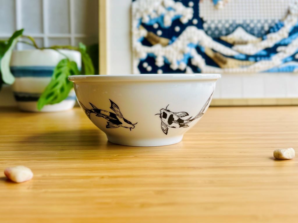 Large bowl "Lake Jewels or Koi Carp with Moon" diameter 16 cm