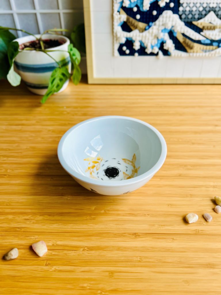 Large bowl "Lake Jewels or Koi Carp with Moon" diameter 16 cm