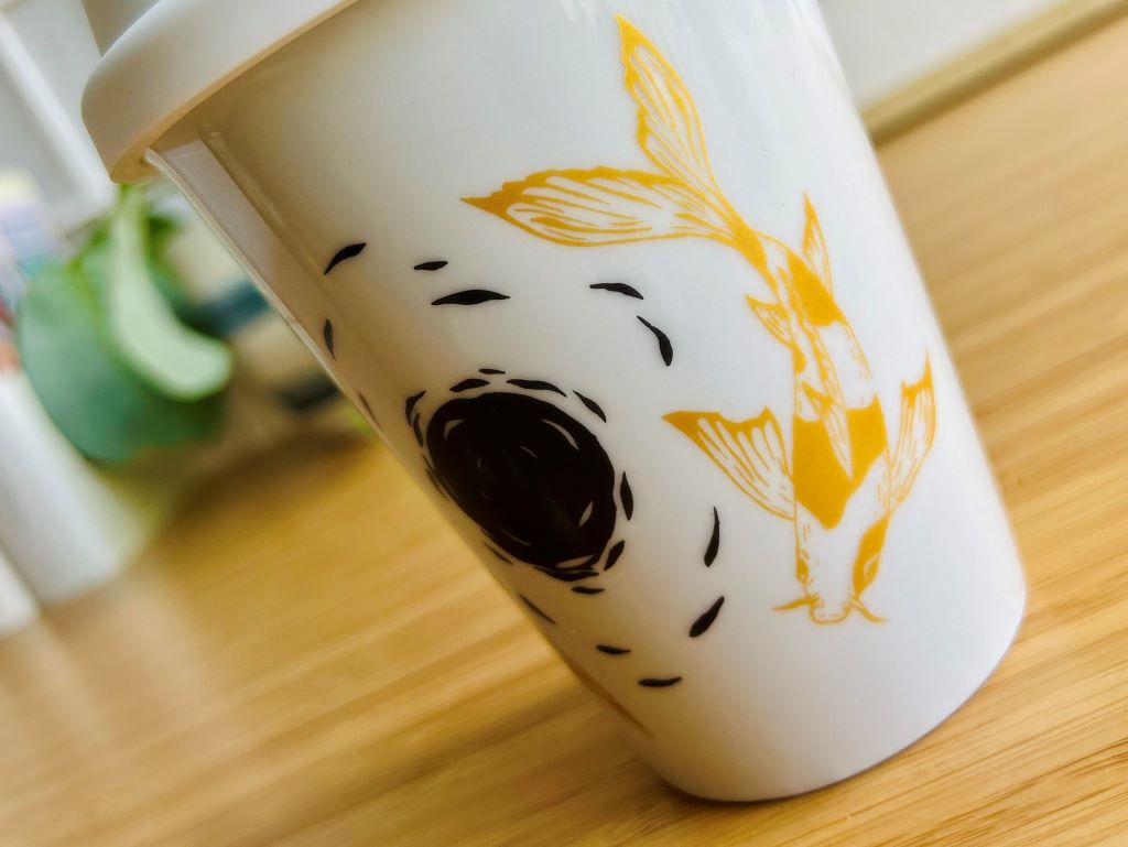 To-Go mug "Lake Jewels or Koi Carp with Moon" 300 ml