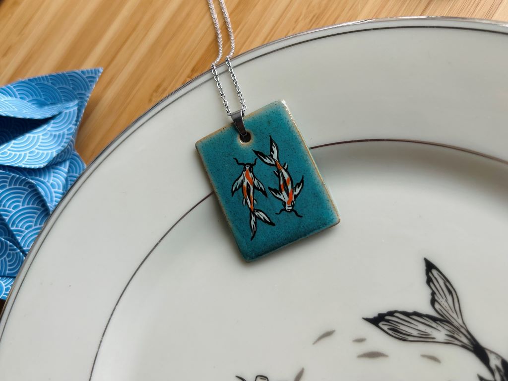 Ceramic necklace "Lake Gems or Koi Carp"