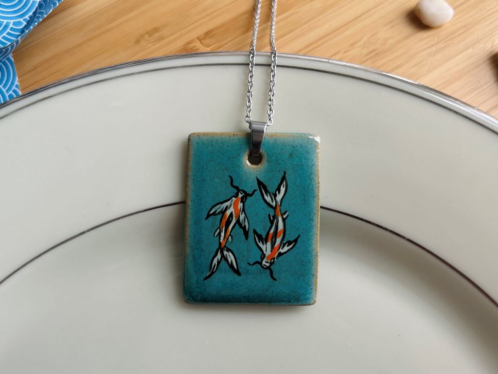 Ceramic necklace "Lake Gems or Koi Carp"