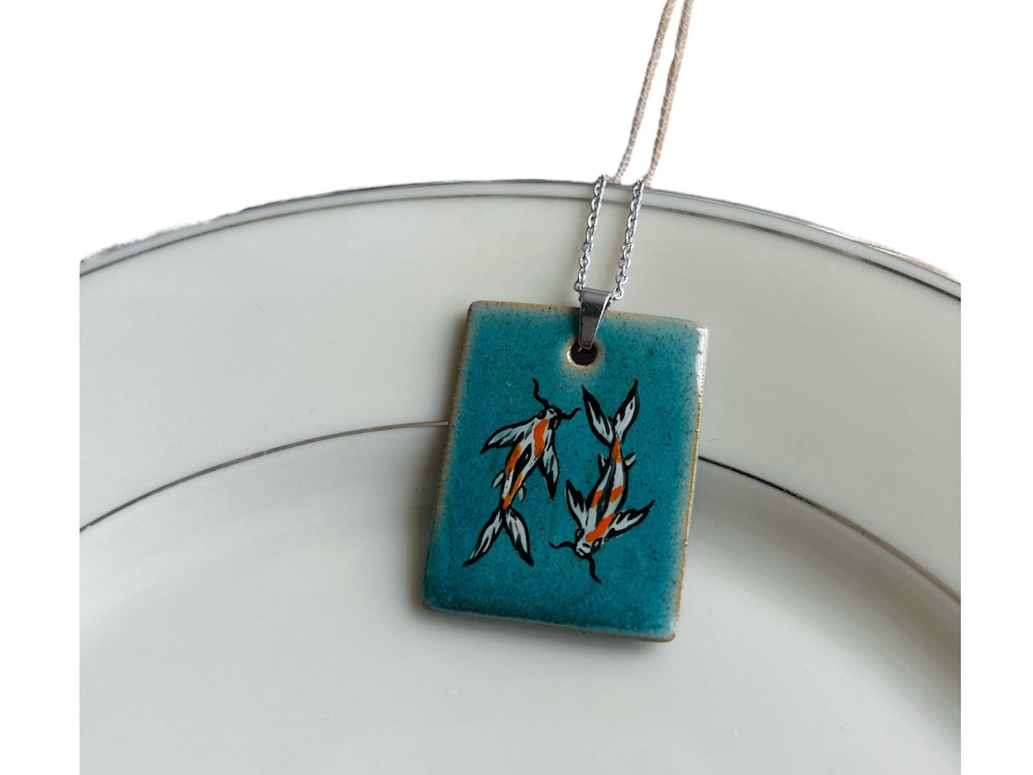 Ceramic necklace "Lake Gems or Koi Carp"