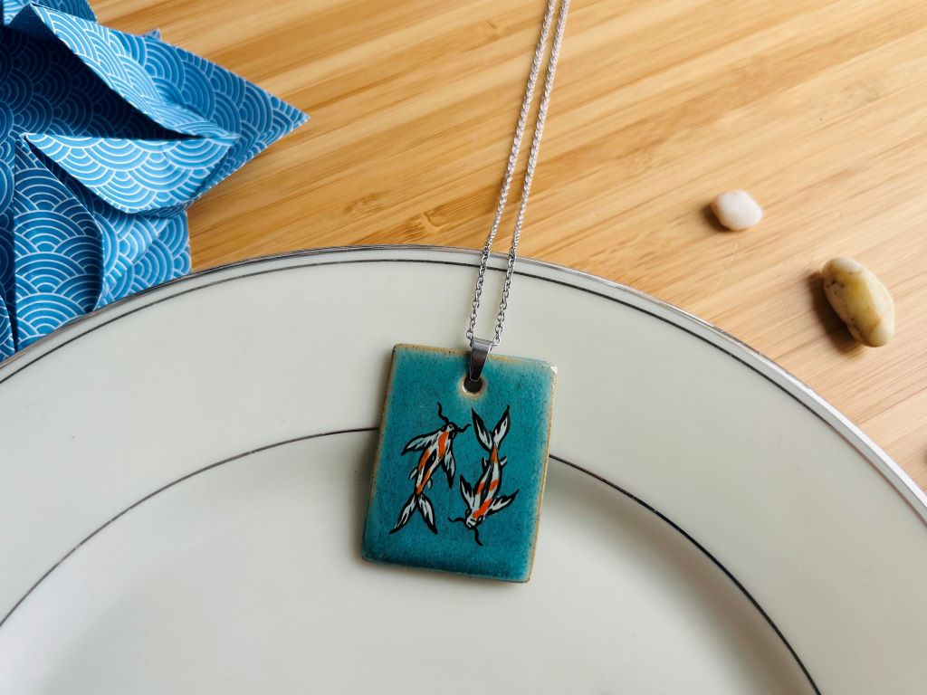 Ceramic necklace "Lake Gems or Koi Carp"