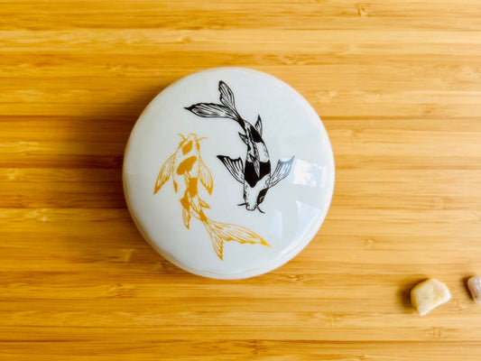Porcelain jar "Lake Gemstones or Koi Carp with Moon"