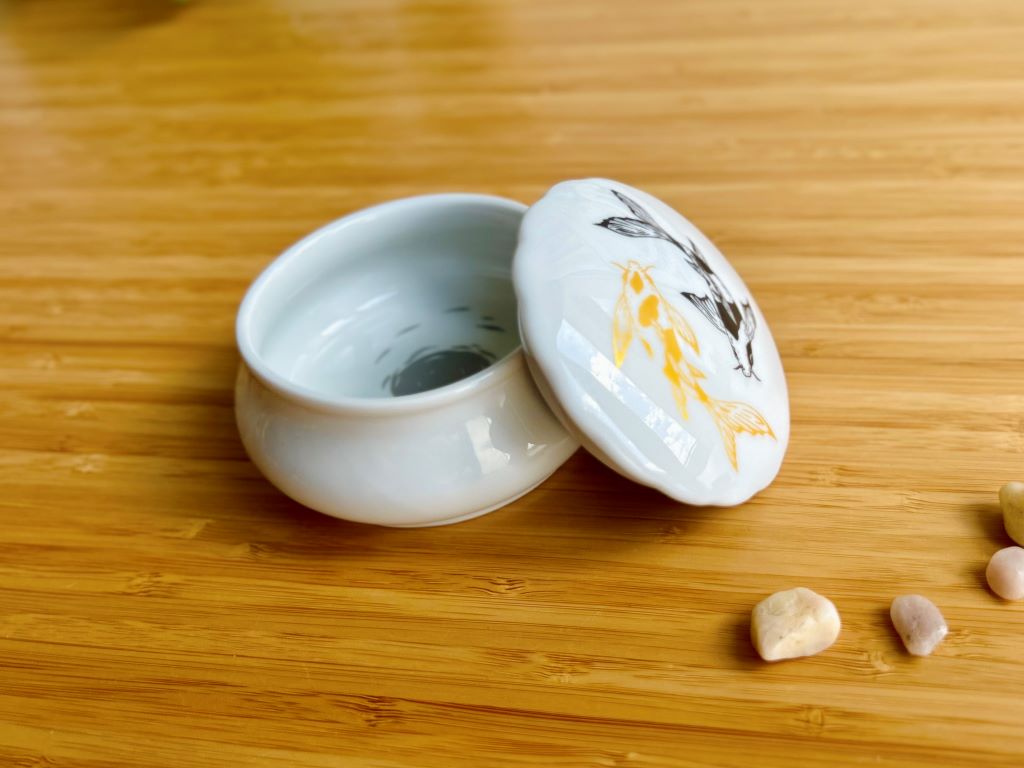 Porcelain jar "Lake Gemstones or Koi Carp with Moon"