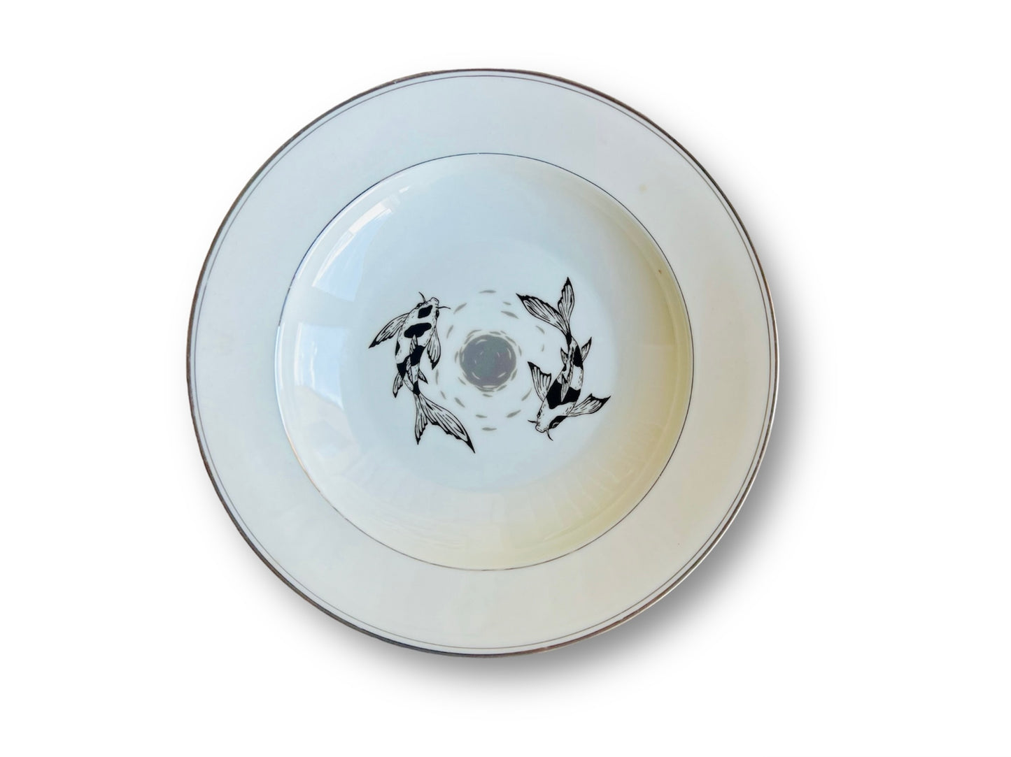 deep vintage plate "Lake Gems or Koi Carp with Moon" 24 cm