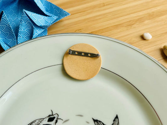 Ceramic brooch "Lake Jewels, or Koi with the Moon"