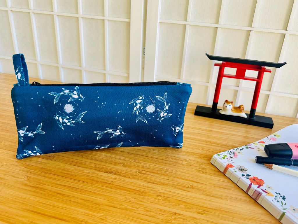 pencil case "Lake Gems or Koi Carp with the Moon"