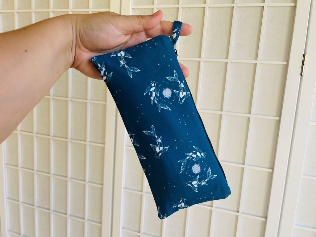 pencil case "Lake Gems or Koi Carp with the Moon"