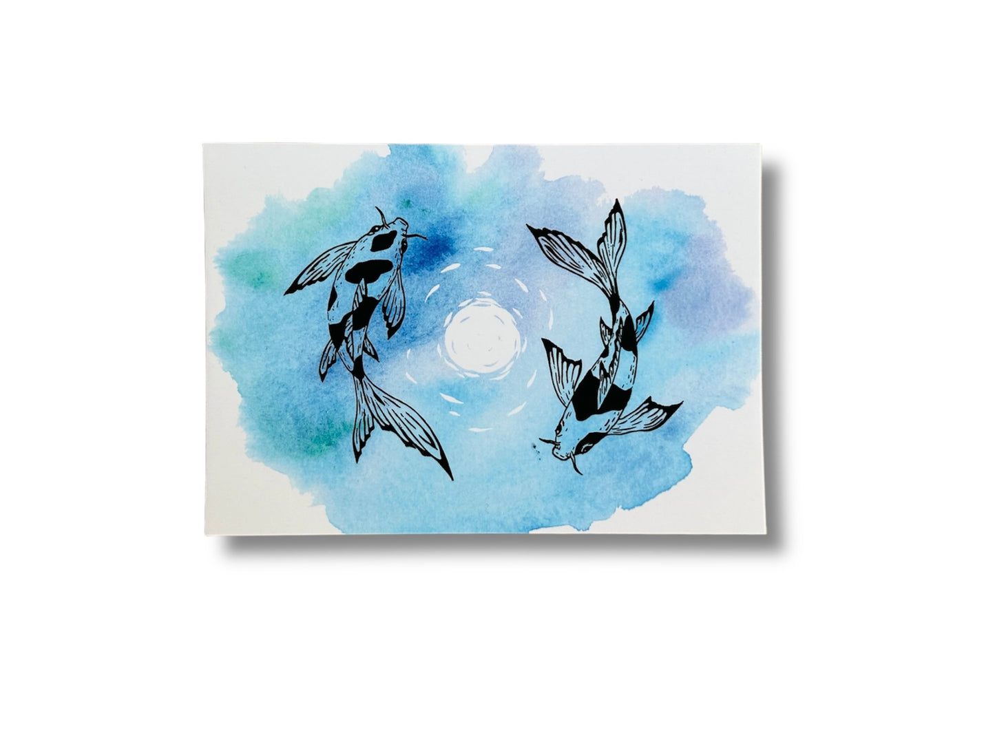 Postcard "Lake Jewels or Koi Carp with Moon" A6