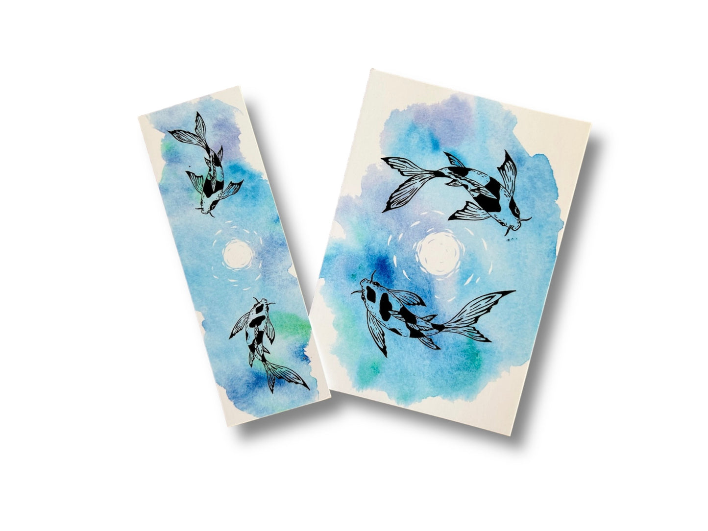 Postcard "Lake Jewels or Koi Carp with Moon" A6