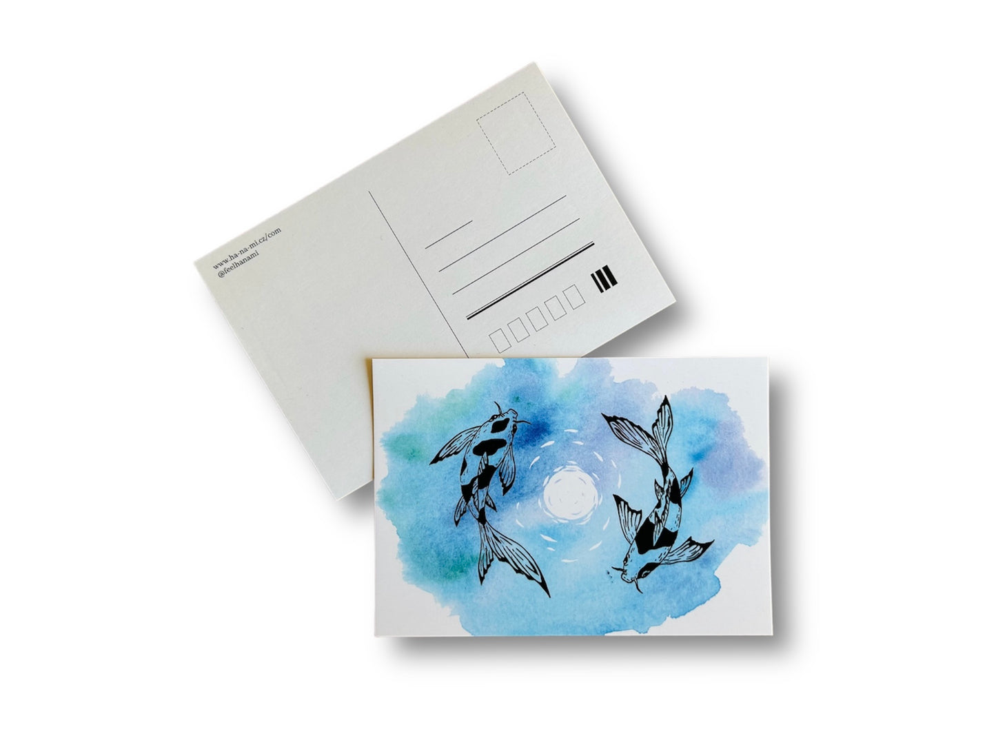 Postcard "Lake Jewels or Koi Carp with Moon" A6