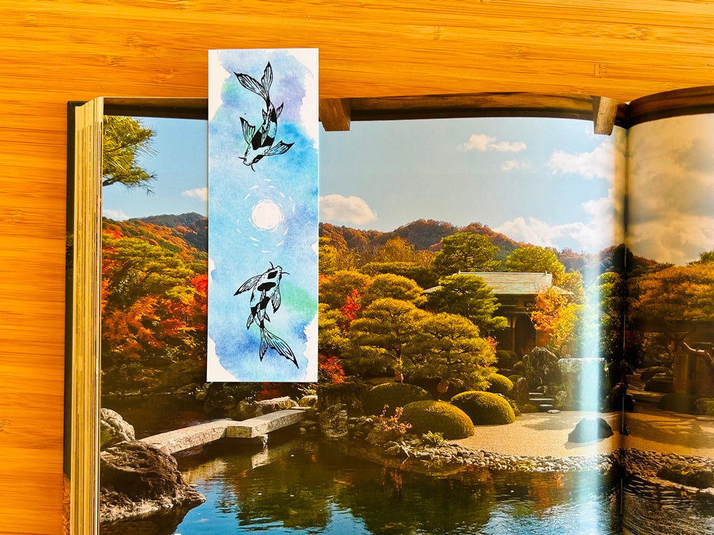 Bookmark "Lake Gems or Koi Carp with the Moon" 15 x 5 cm