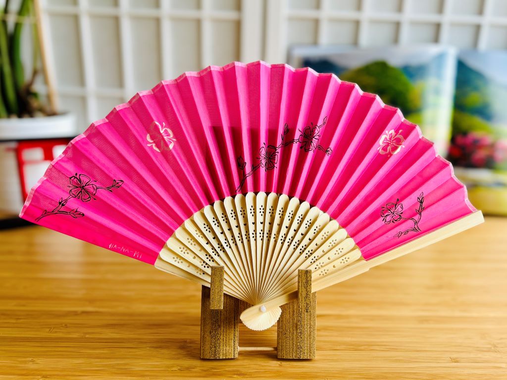 hand-painted folding fabric fan "Sakura"