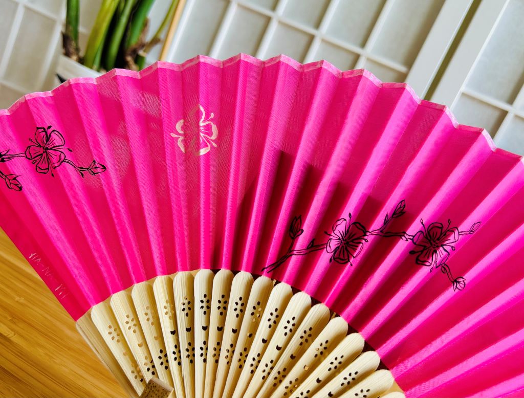 hand-painted folding fabric fan "Sakura"