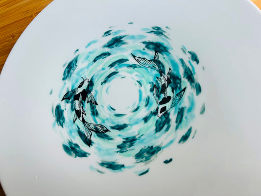 Serving plate "Lake Gems or Koi with Moon"