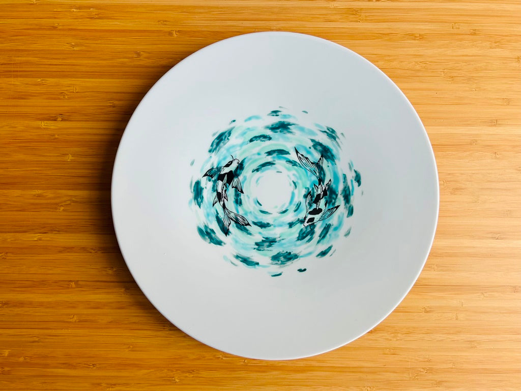 Serving plate "Lake Gems or Koi with Moon"
