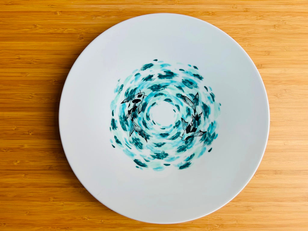 Serving plate "Lake Gems or Koi with Moon"