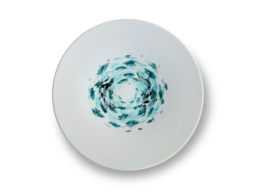 Serving plate "Lake Gems or Koi with Moon"