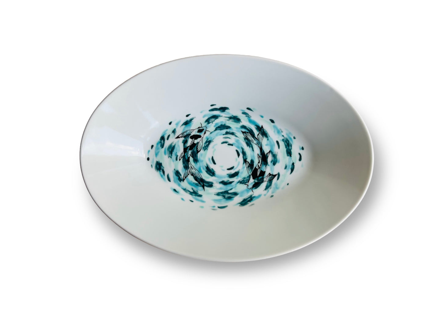 oval bowl "Lake Gems or Koi Carp with the Moon"