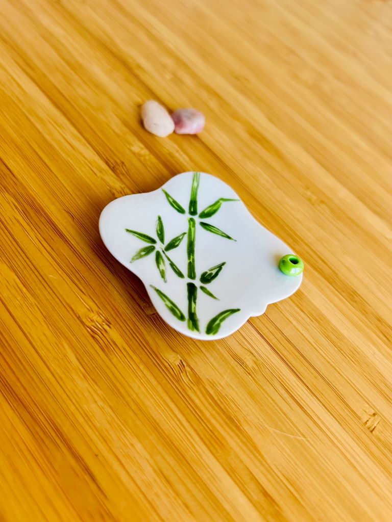 "Bamboo Grove" porcelain incense stick holder 5.5x5.5 cm