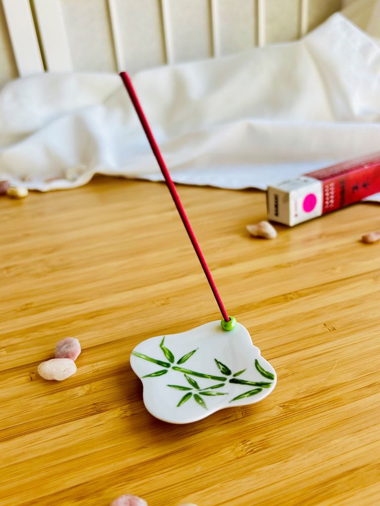 "Bamboo Grove" porcelain incense stick holder 5.5x5.5 cm