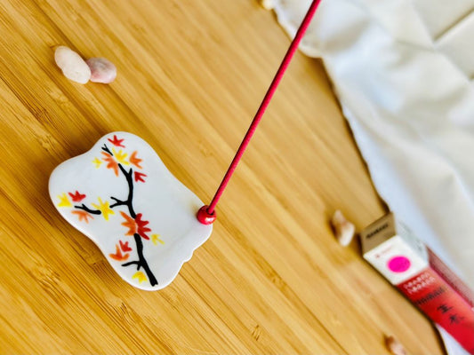 porcelain incense stick holder "Autumn Evening" 5.5x5.5 cm
