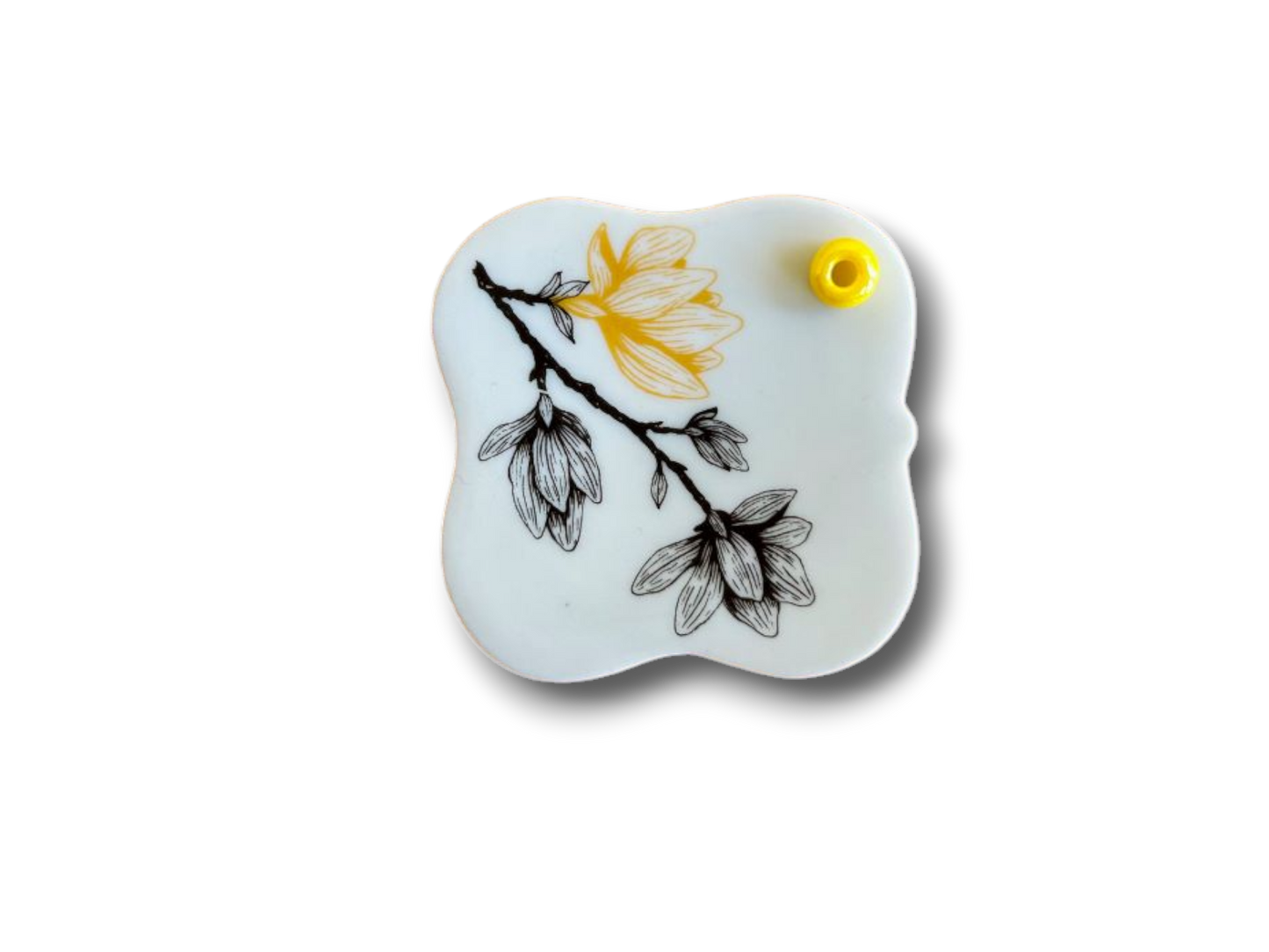 porcelain incense stick holder "Magnolia" with gold 5.5x5.5 cm