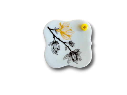 porcelain incense stick holder "Magnolia" with gold 5.5x5.5 cm