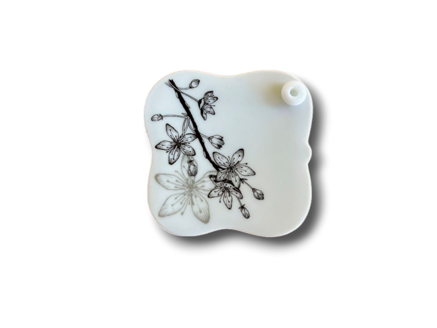 porcelain incense stick holder "Sakura" with silver 5.5x5.5 cm