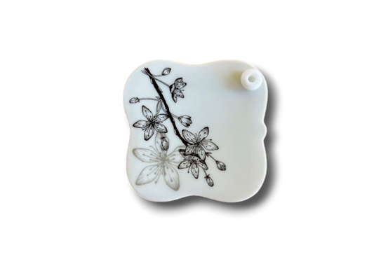 porcelain incense stick holder "Sakura" with silver 5.5x5.5 cm