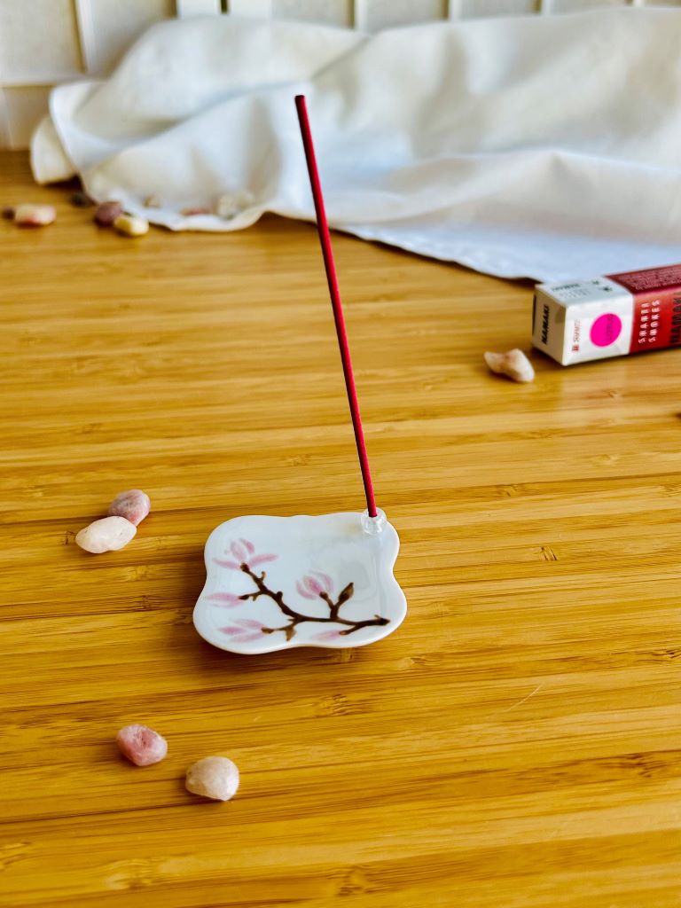 porcelain incense stick holder "Scent of a Spring Dream" 5.5x5.5 cm