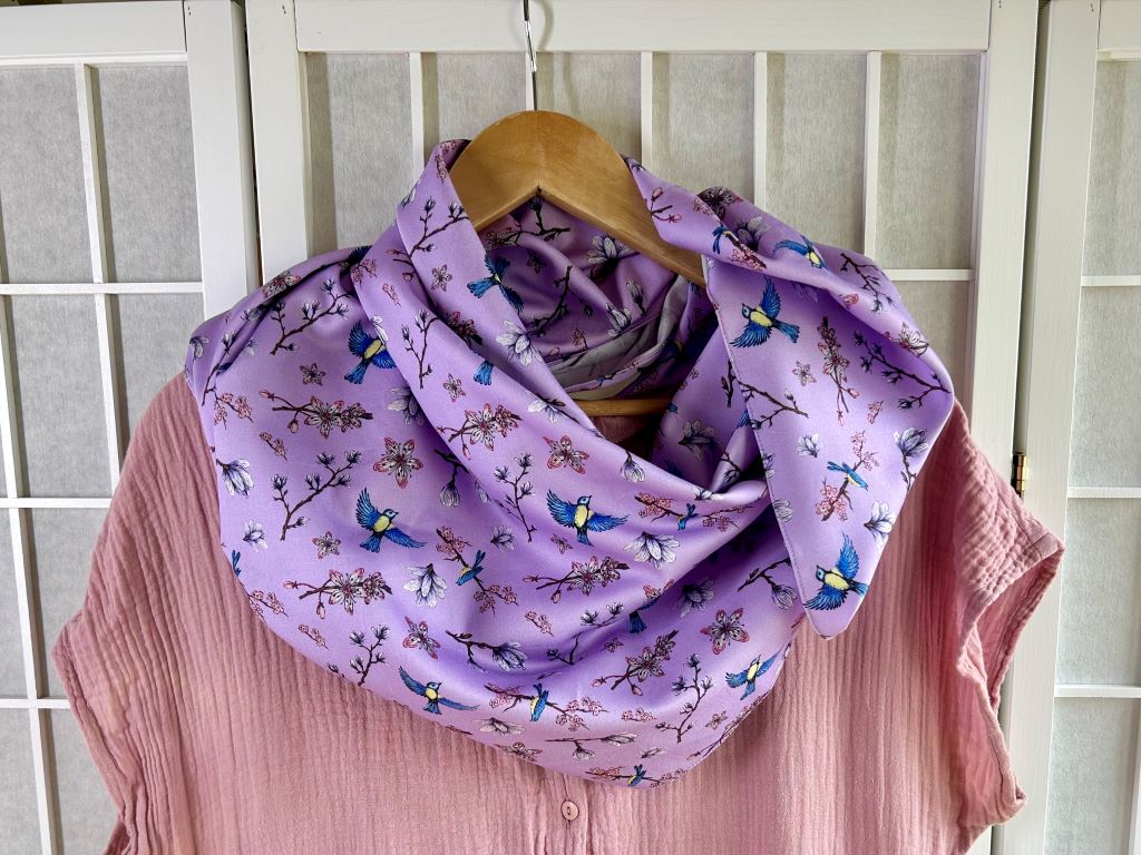 large scarf "Spring Japan" 100x100 cm