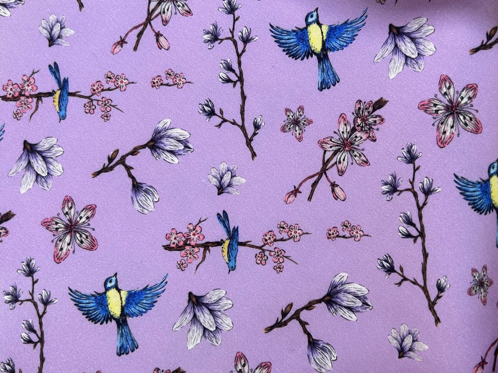 large scarf "Spring Japan" 100x100 cm