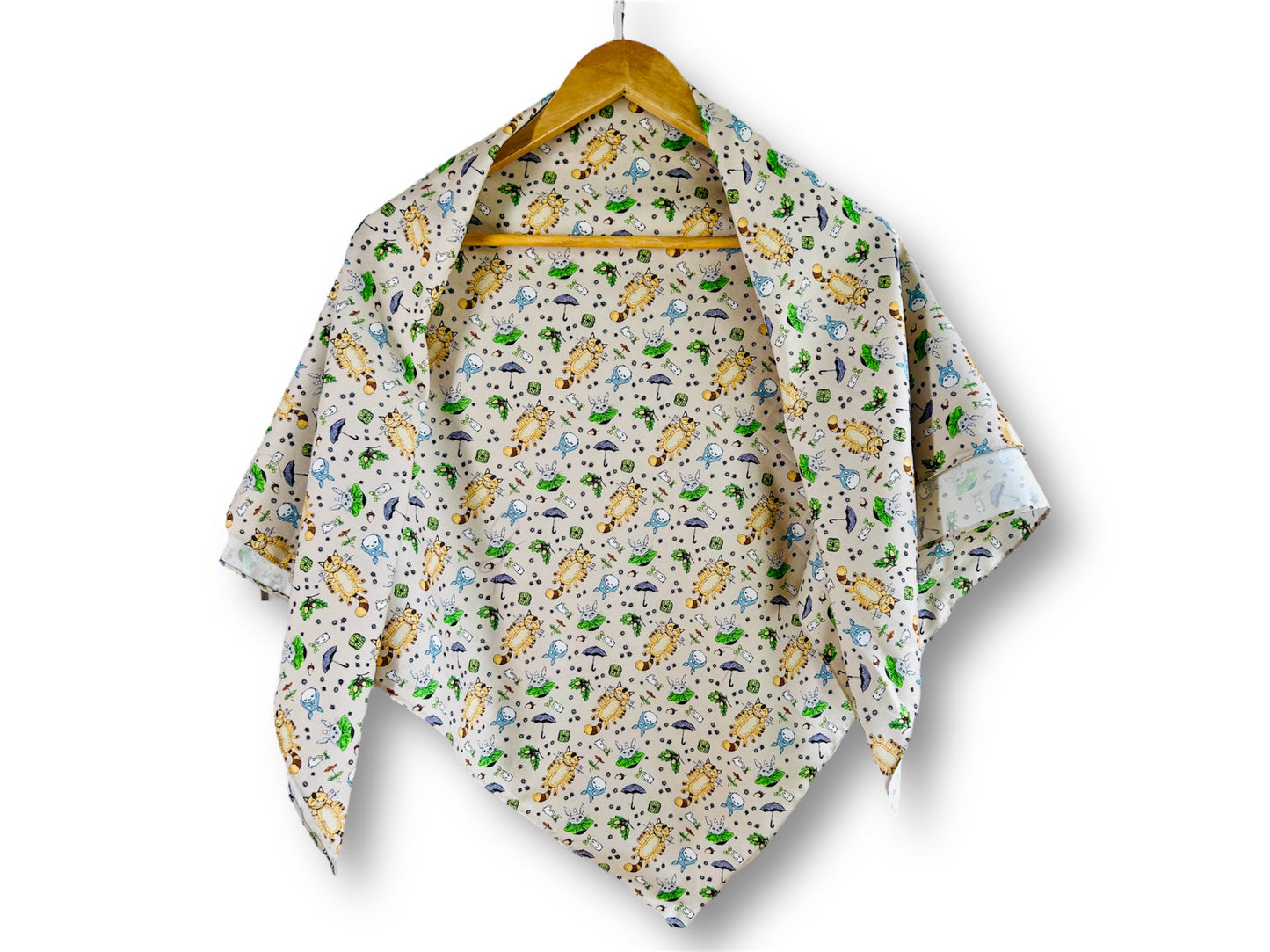 large scarf "Totoro and other forest spirits" 100x100 cm