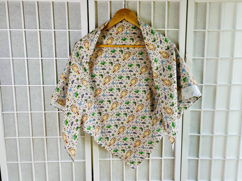 large scarf "Totoro and other forest spirits" 100x100 cm