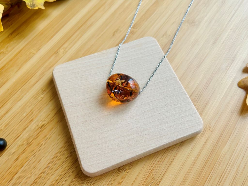 large glass necklace "Autumn Evening"