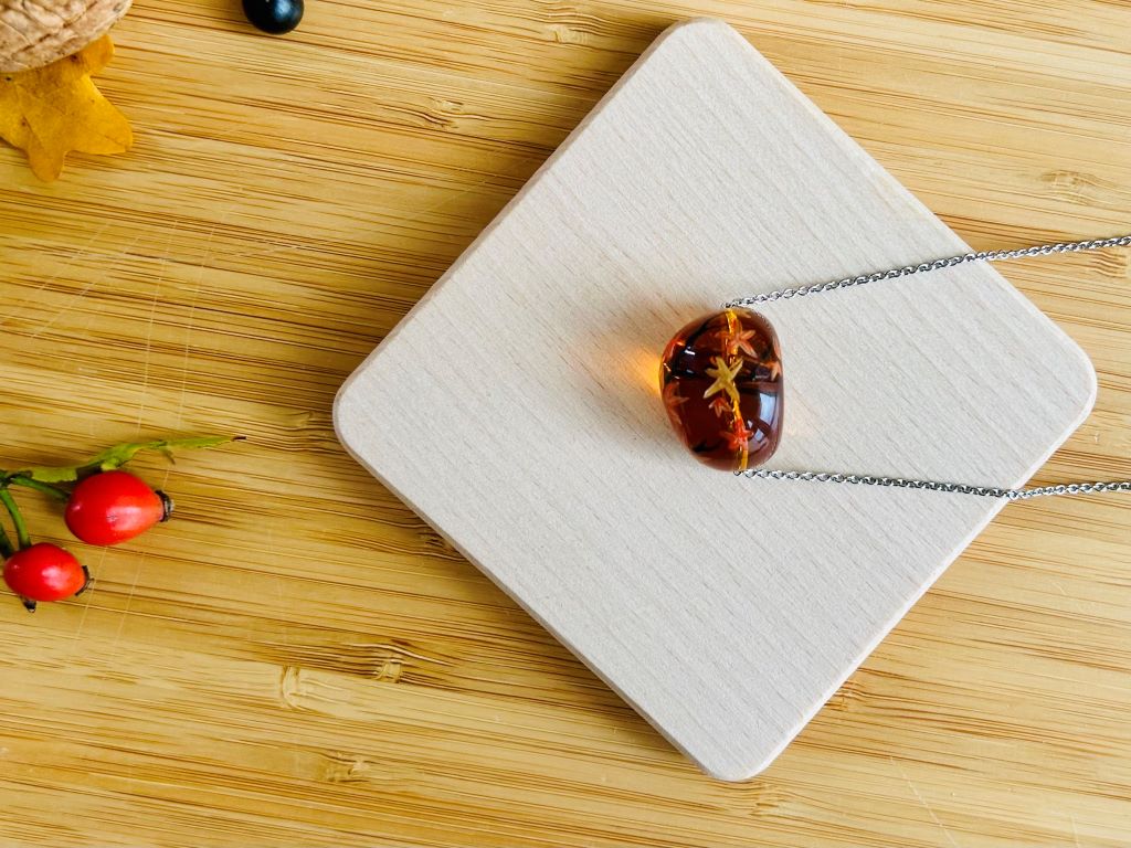 large glass necklace "Autumn Evening"