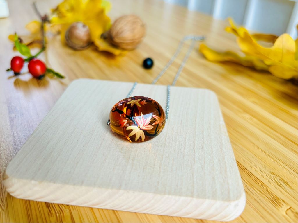 large glass necklace "Autumn Evening"