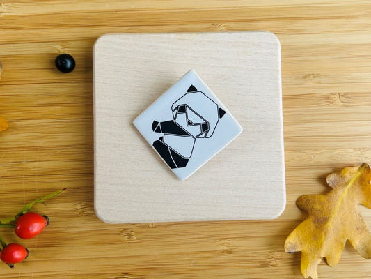 Ceramic brooch "Origami Panda"