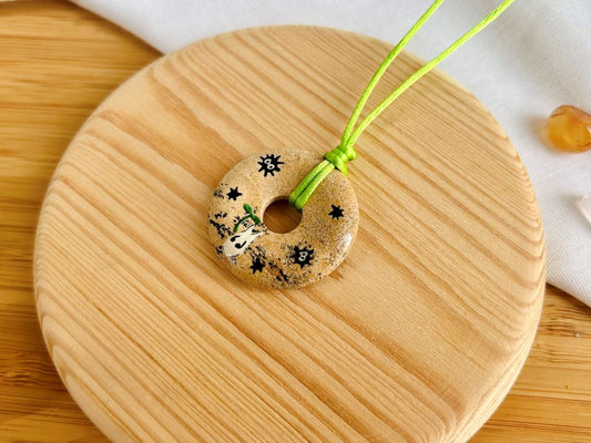"Totoro" donut necklace, jasper
