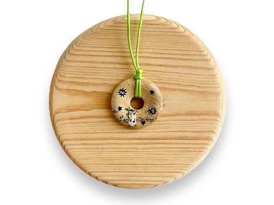 "Totoro" donut necklace, jasper