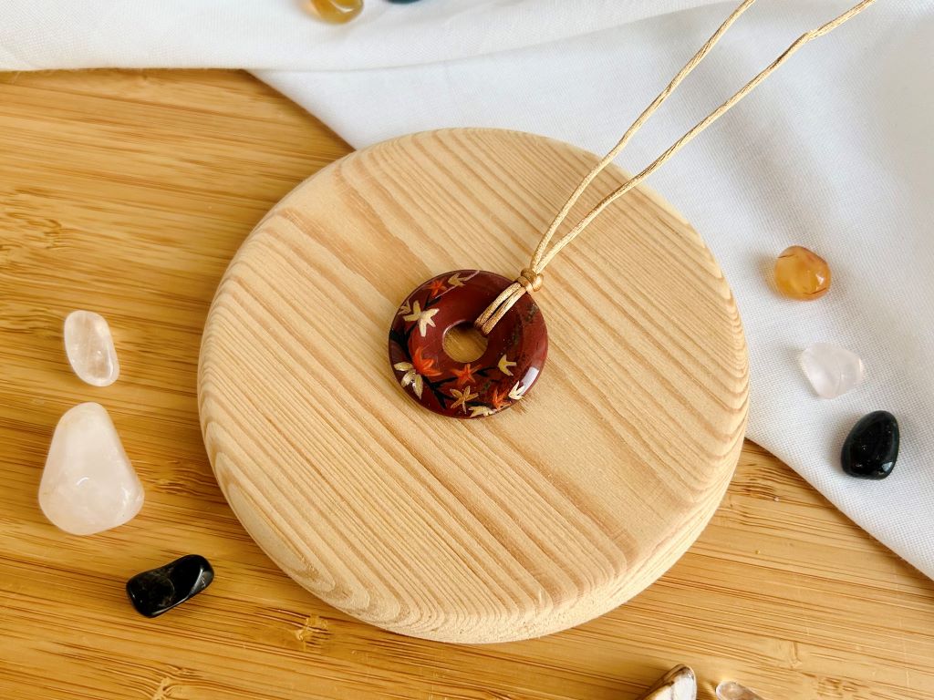 "Autumn Evening" donut necklace red jasper